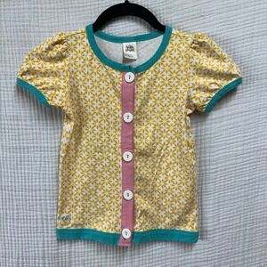 Wildflowers Yellow Floral button front top girls size 6